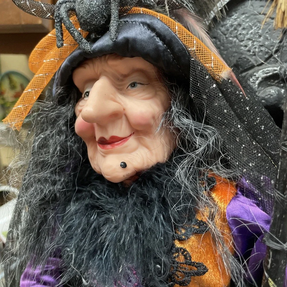 Large Gravestone Witch Boom Spider Door Greeter Halloween Decor 24